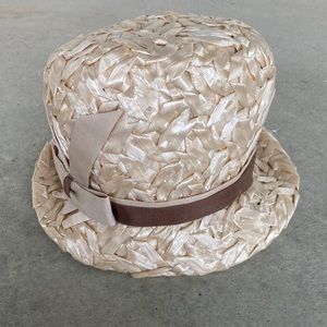 Vintage 1950’s woven straw hat with ribbon, theatre costume